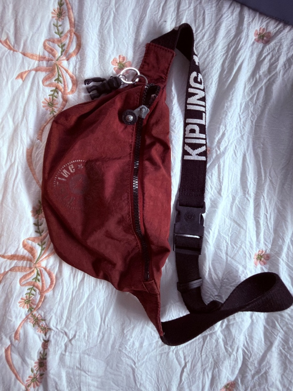 Kipling Burgundy Waist Bag Belt Bag Fanny Pack Crossbody